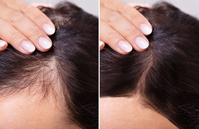 before after photo of woman with traction alopecia
